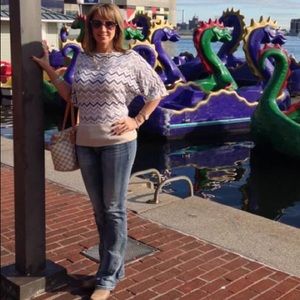 White House Black Market Gold and Silver Sweater